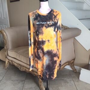 Fashion Nova Tie-Dye Maxi Dress - Orange and Black